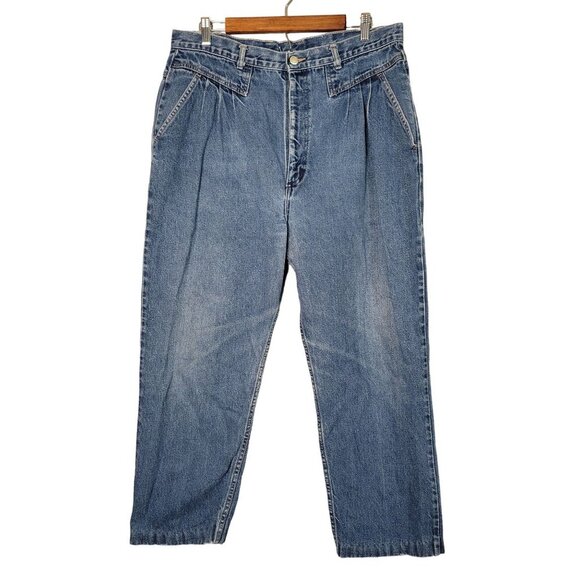 Vintage 90's 80's Wrangler Women's 36 Hemmed Pleated High Rise Mom Jeans Relaxed - Picture 1 of 8